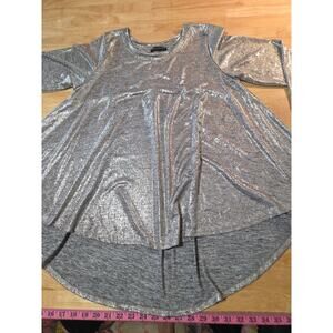 Nally & Millie metallic long sleeve a line blouse stretchy medium